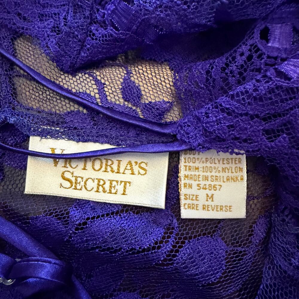 Victoria's Secret Vintage Gold Label Purple Lace Lingerie Bodysuit Size M - Picture 3 of 4